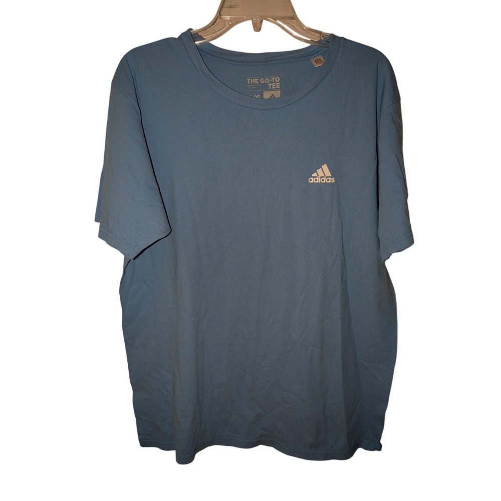 Adidas Mens The Go-To Tee Light Blue Short Sleeve Cotton T-Shirt Size L Large